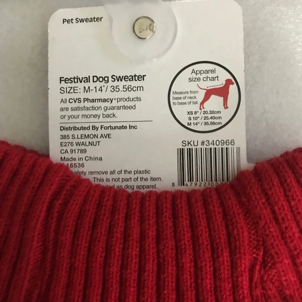Pet Central Festival Dog Sweater NEW Size M-14”/35.56cm